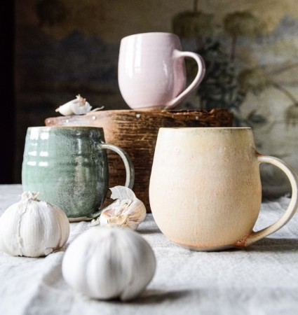 Rundt kaffikrus smørgult 