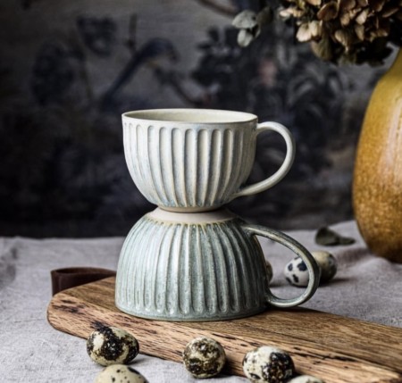 Snøsøte cappuccinokopper-mint/blå matt